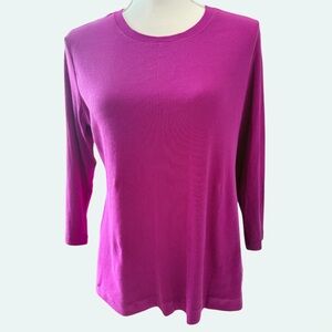 BETTY BARCLAY Long Sleeve Top Cotton Stretch Rhinestone Logo Pink Size 12